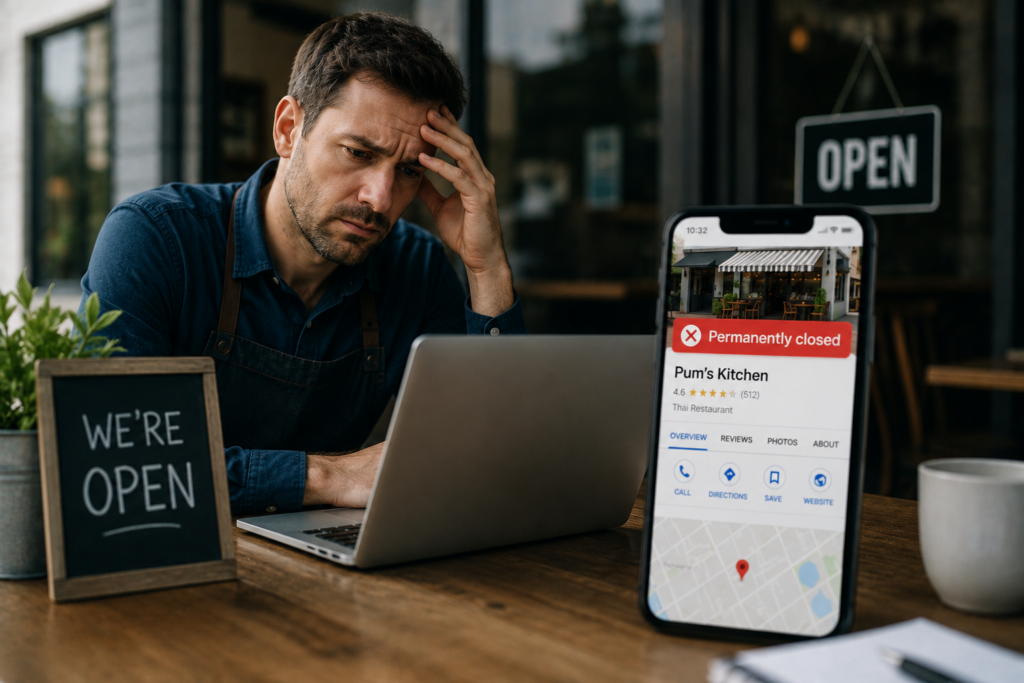 Business wrongly marked permanently closed on Google Maps and AI search